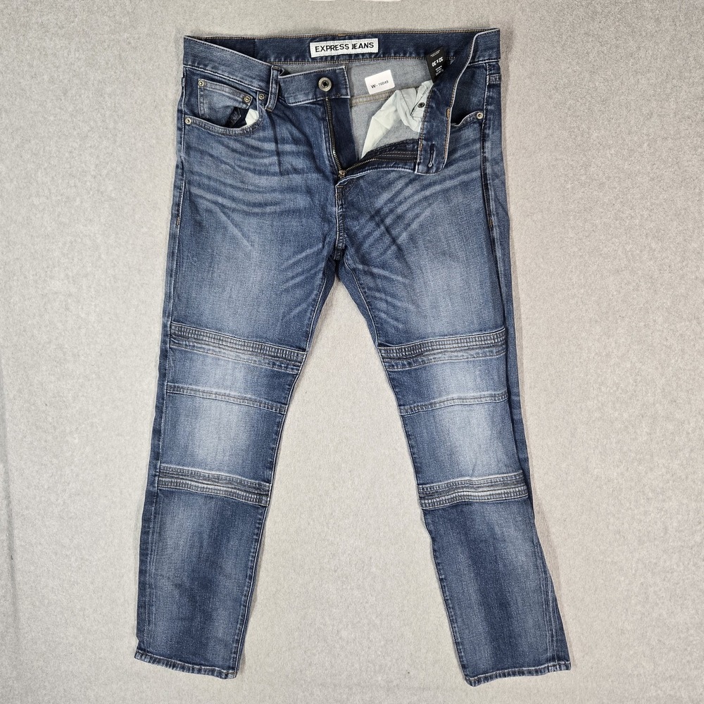 Express Jeans Men Jeans 32X30 Blue Denim Rocco Slim Leg 28" Inseam Stretch